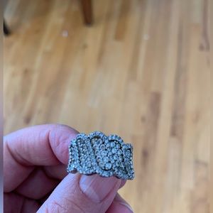 Sterling Silver 925 Cubic Zirconia cocktail ring with pave style stones sz. 9.25